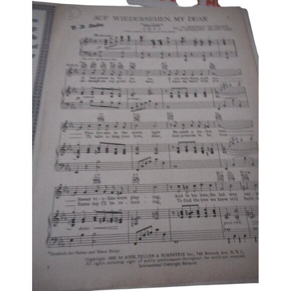 Vintage Sheet Music c 1932 Auf Wiedersehen my dear Piano voice - Picture 3 of 4